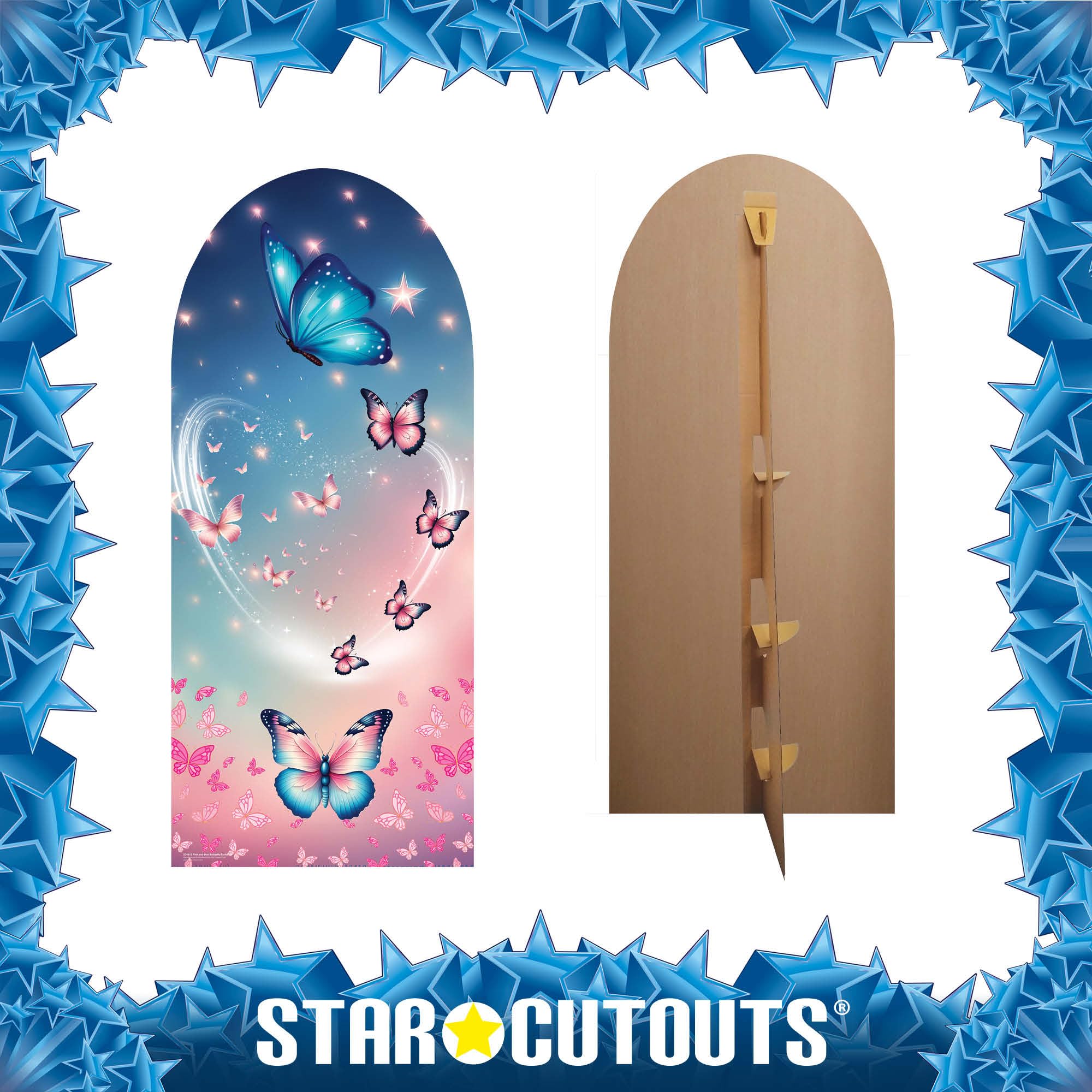 Star Cutouts SC4613 - Sfondo a forma di farfalla, colore rosa e blu, altezza 185 cm