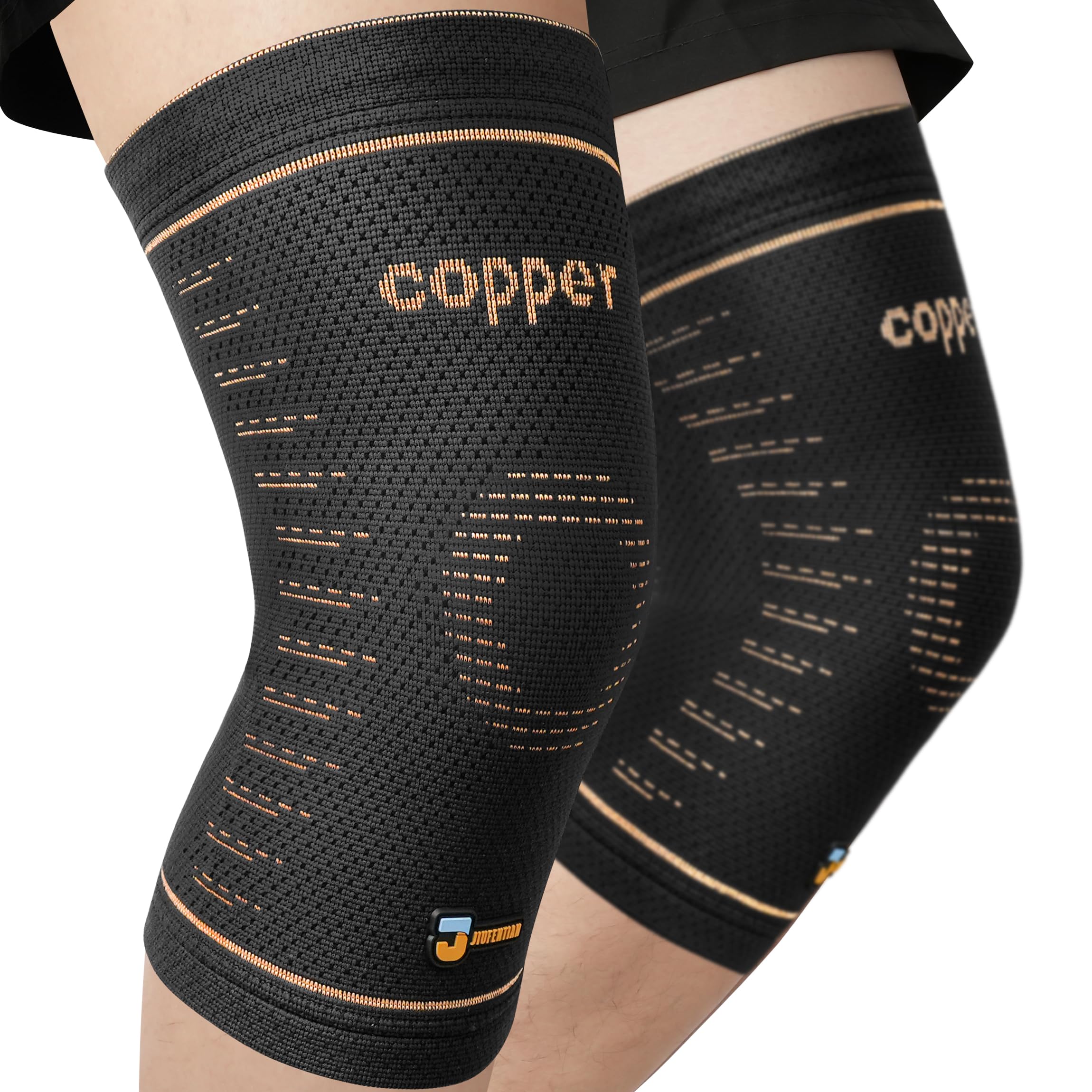 JIUFENTIAN Copper Knee Brace for Women and Men(2 Pack) -knee compression sleeves for Arthritis, Running & Daily Use-Targeted Support for Joint Stability & Pain Relief(Medium)