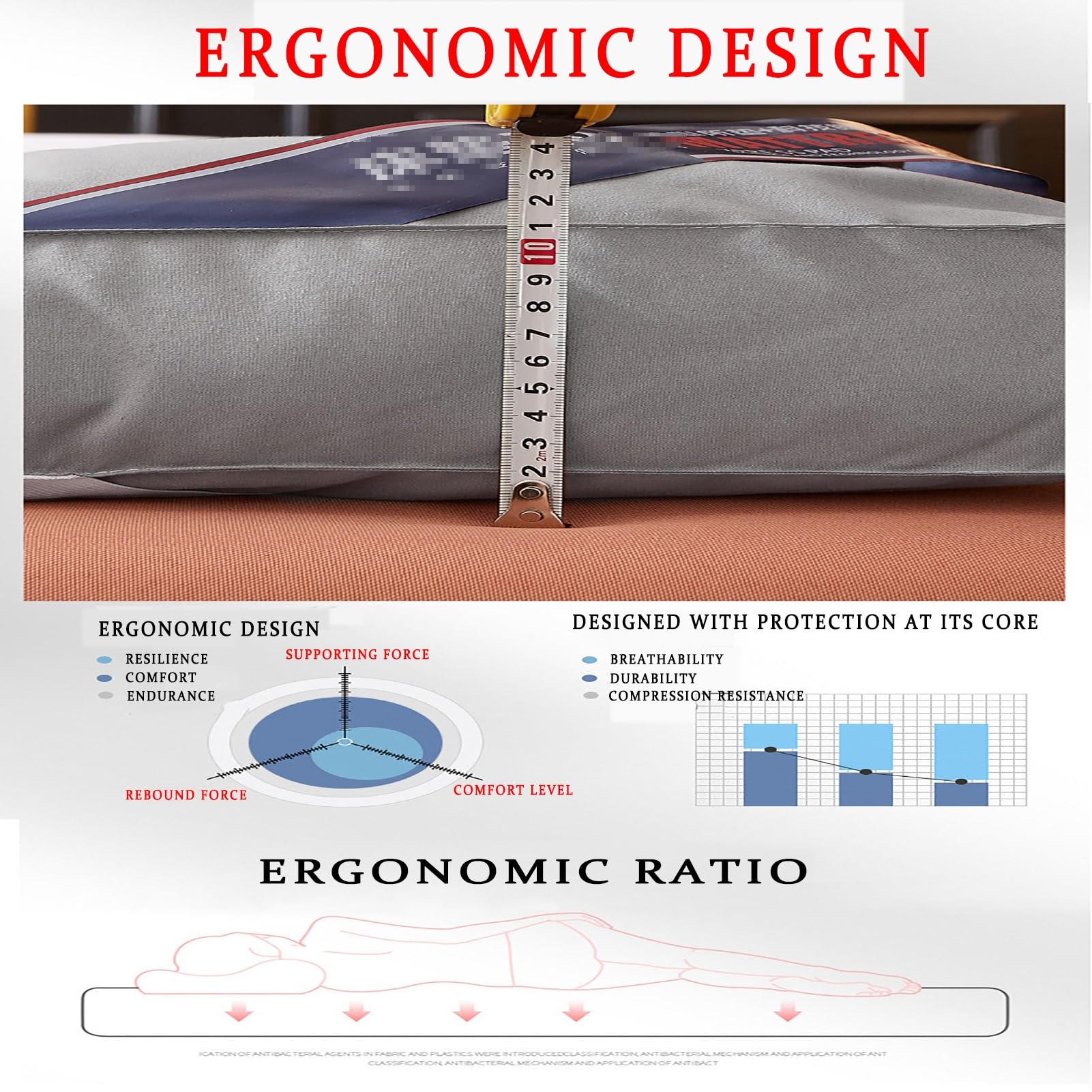 Materasso da pavimento giapponese, morbido, portatile, pieghevole, futon, spesso, per letto singolo, matrimoniale (grigio, 180 x 200 cm)