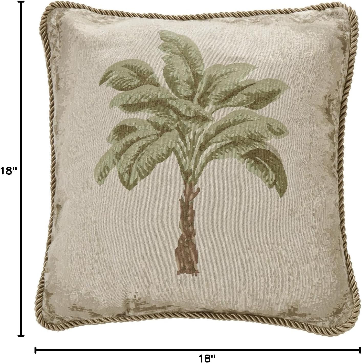 Palm Tree Tropical Euro Pillow, 18 x 18, Brown