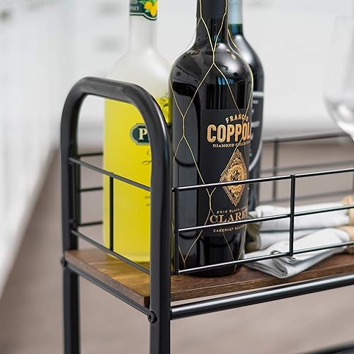 Miniatura 4 de IRIS USA Slim - Carrito de almacenamiento con ruedas de madera y metal, color marrón