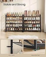 Vista 6 de SONGMICS Shoe Rack, 10-Tier Shoe Organizer, Metal Rack for Garage, Set of 2, 5-Tier Stackable Shelf, with Adjustable Flat or Angled Shelves, 40-50