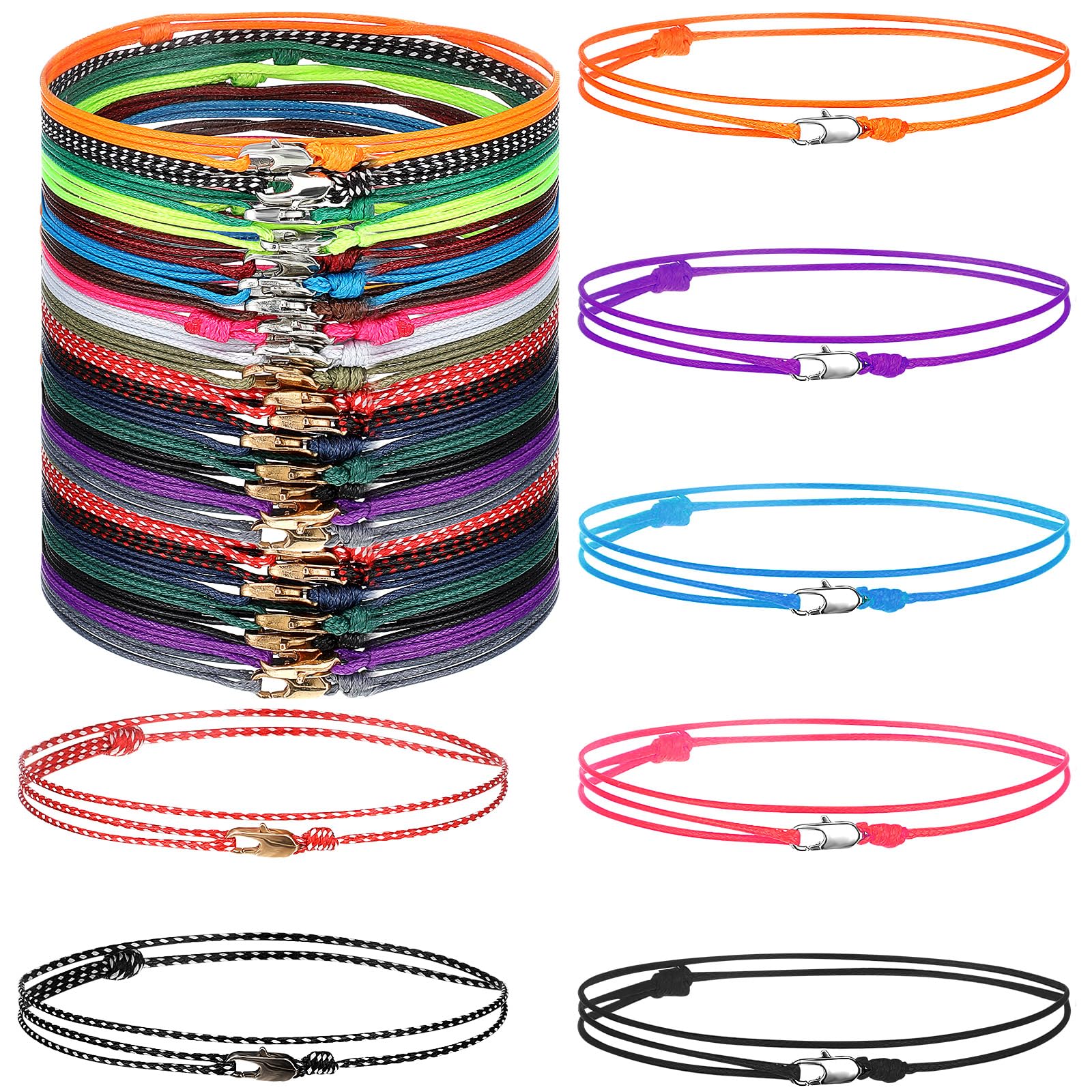 Yinkin18 Pcs Boho Surfer Bracelet Anklet Adjustable Beaded Anklets Handmade Braided Bracelet Colorful Summer Beach String Rope Boho Jewelry for Women Men