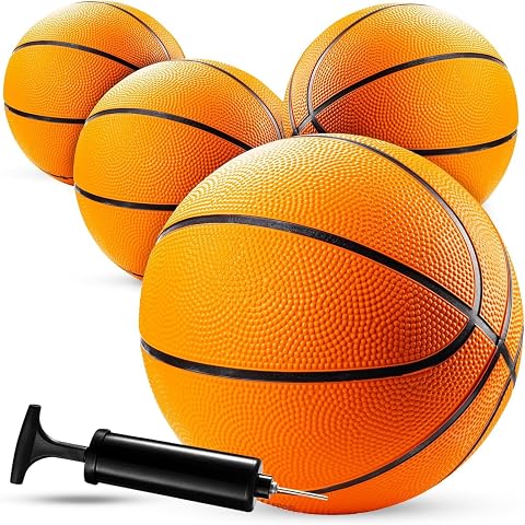 Bedwina Mini balones de Baloncesto de Goma (Paquete de 4), 17,8 cm, Talla 3