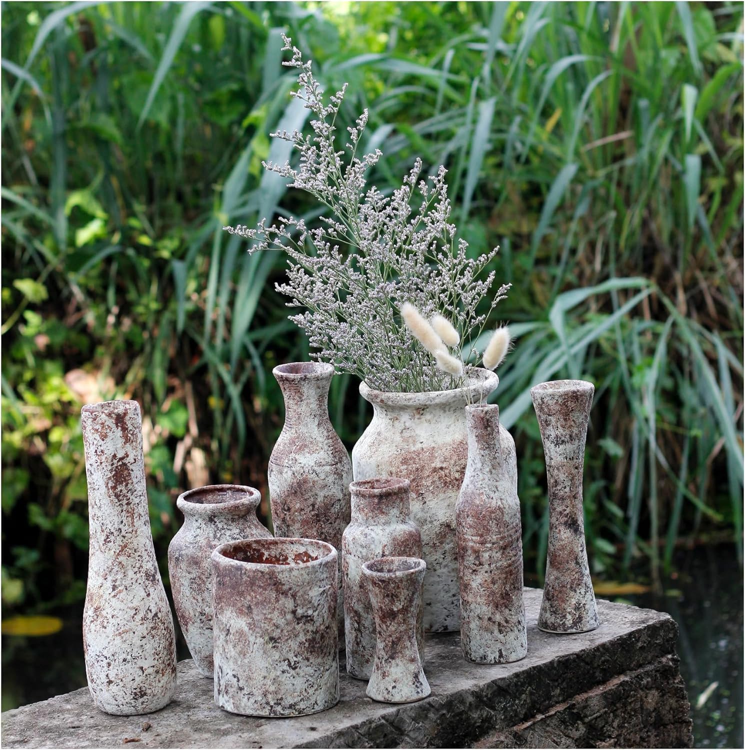 roro Handmade Rustic 7-Inch Brown Rustic Ceramic Vase - Antique Indoor Outdoor with an Elegant Classic -Shaped Design - Image 6