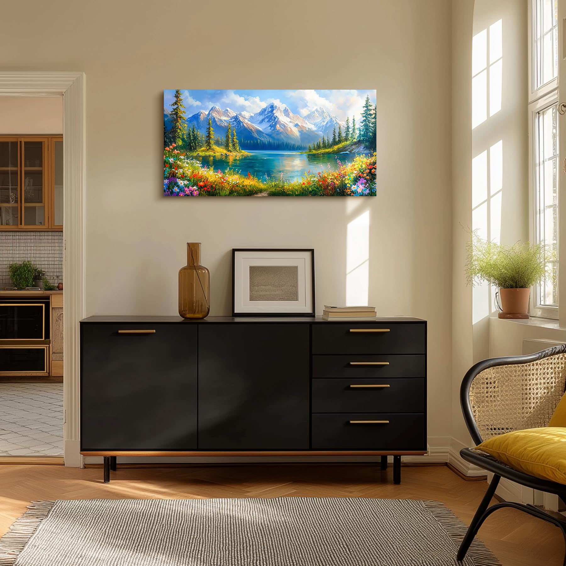 Tableau Déco Mural 50x100 Cm « Beauté Du Printemps » – Impression Sur Toile, Cadre En Bois, Prêt à Accrocher