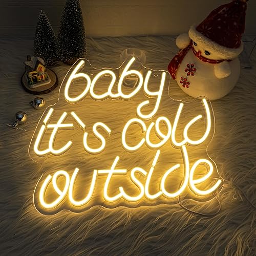 Miniatura 7 de Looklight Letrero de neón de Navidad "Baby It's Cold Outside" para decoración de pared, luces LED para bar, fiesta, habitación, tienda, ventana,