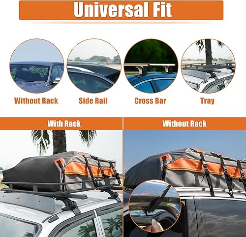 Miniatura 4 de X AUTOHAUX Bolsa impermeable de PVC 1000D para techo de automóvil, bolsa de transporte de equipaje impermeable para automóviles con o sin estante,