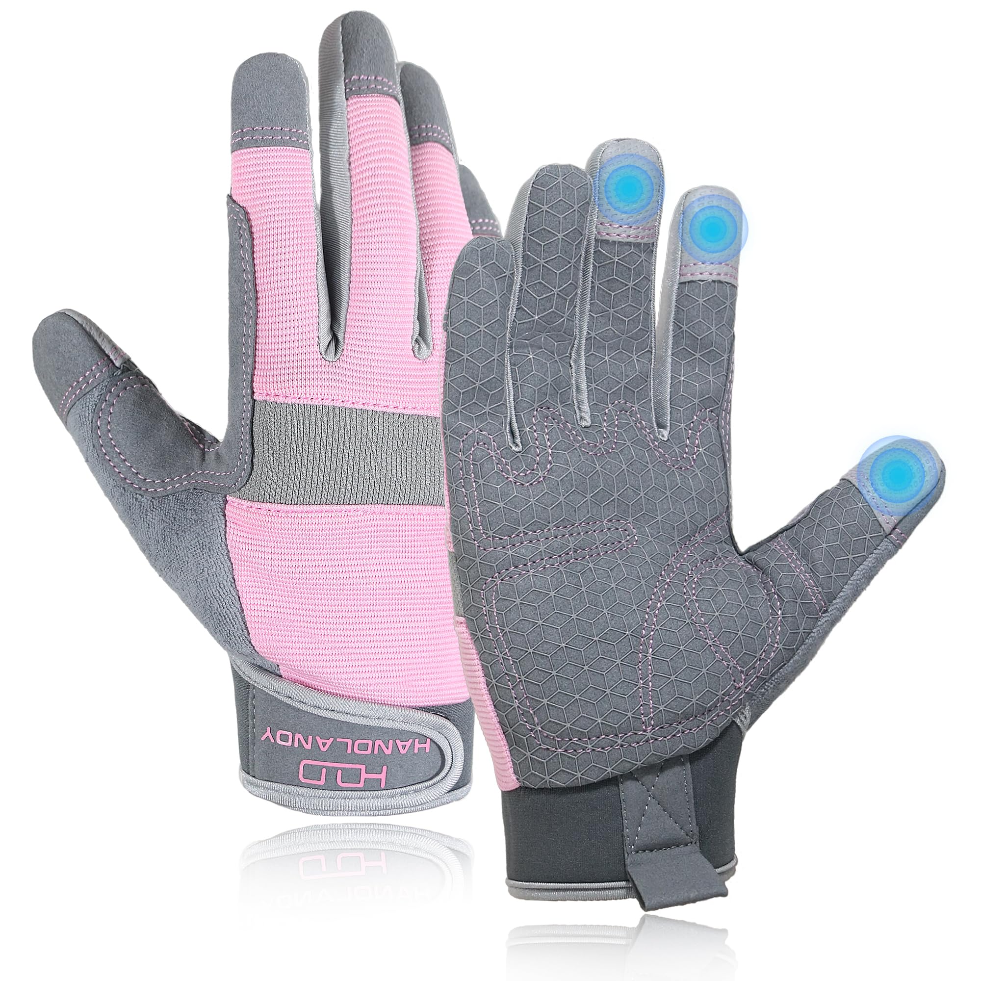 AIGEVTURE Women's Flexible, Breathable Touch Screen Work Gloves - Pink, Small