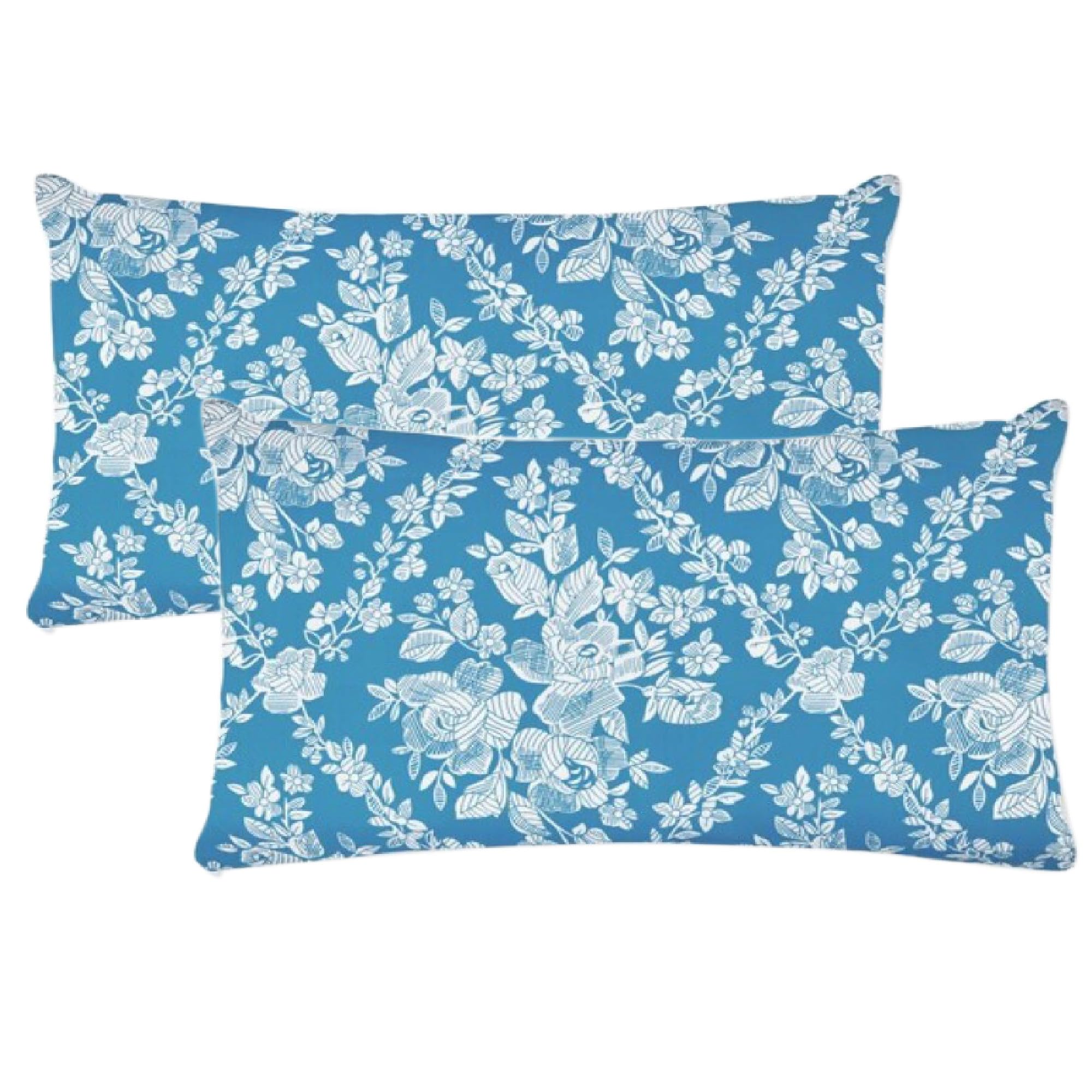 Various - 2 Fundas de Almohada con Cremallera, 100% Poliéster, Transpirable Suave,Funda Protectora de Almohada Printed Azul 45cm x 90cm