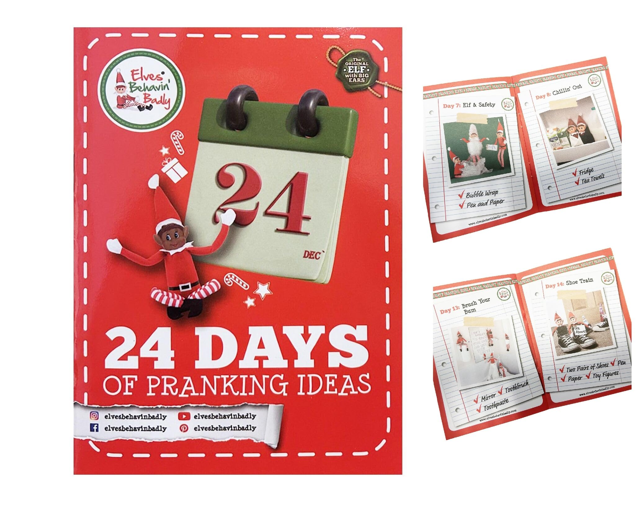 Decsee Red 24 Days Of Naughty Elf Booklet Book Full Of Clues And Idea Accessories Props Christmas December Hunt
