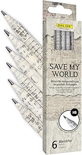 ONLINE Recycled Newspaper Pencils I Value Pack 6 x Environmentally Friendly Pencils Set HB I Pen Set for Drawing, Painting, Sketching, Writing I for Children, School, Artists