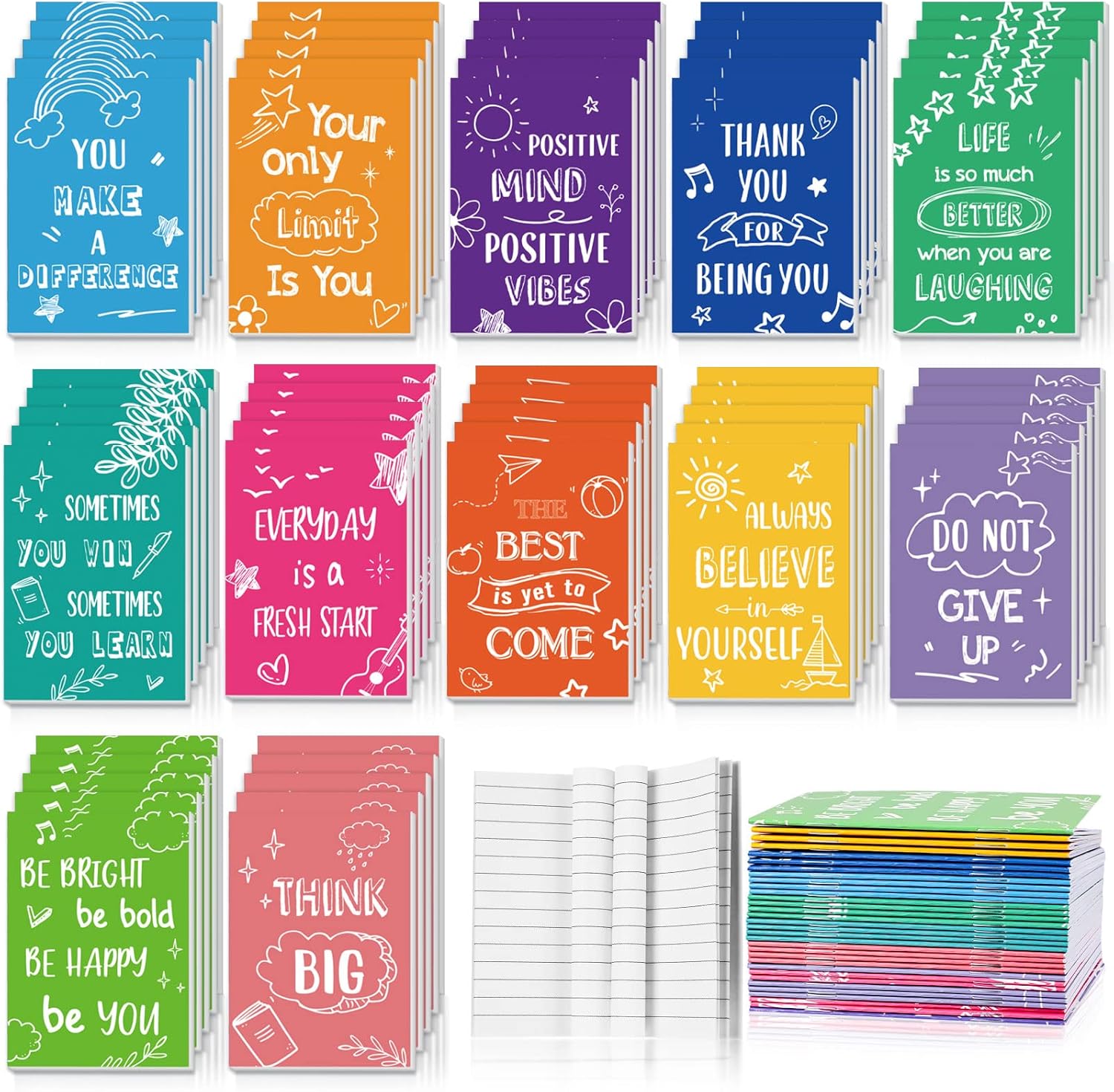 60 Pcs Inspirational Notepads Mini Motivational Notebooks Small Pocket Notepads