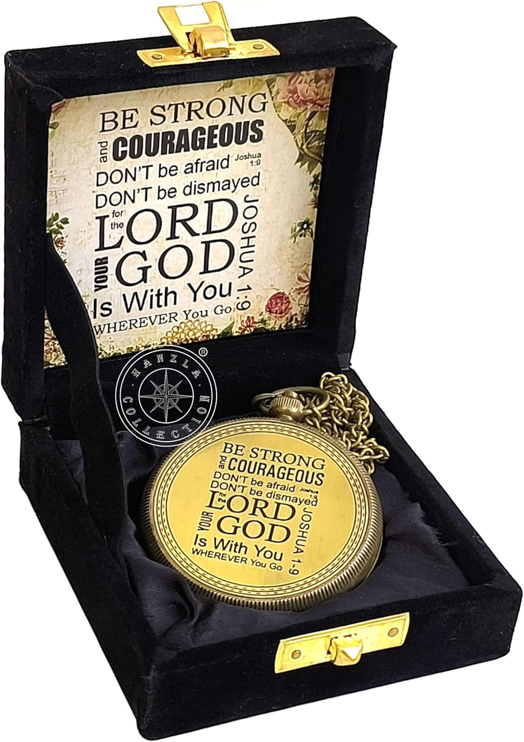 Be Strong and Courageous, Do Not Be Afraid Quote Engraved Brass Directional Magnetic Compass, Joshua 1: 9 Religious Gifts for Women Men Boy Girl, Confirmation Gift Ideas