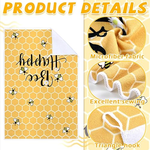 Miniatura 9 de Tegeme 4 paños de cocina de abeja, toallas de cocina de abeja, toalla de baño de panal de abeja, paños absorbentes de poliéster para manos de miel,