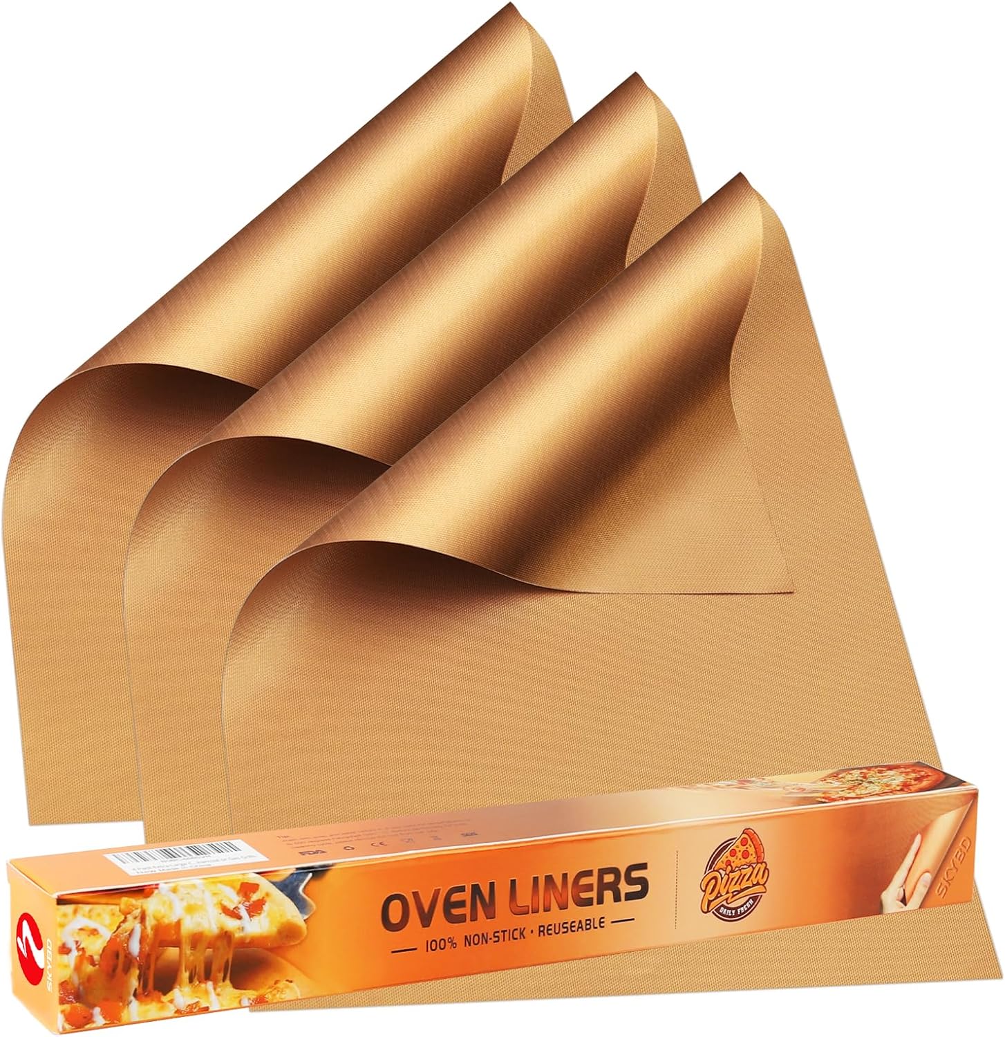 SKYBD 3 Pack Copper Oven Liners for Bottom of Oven