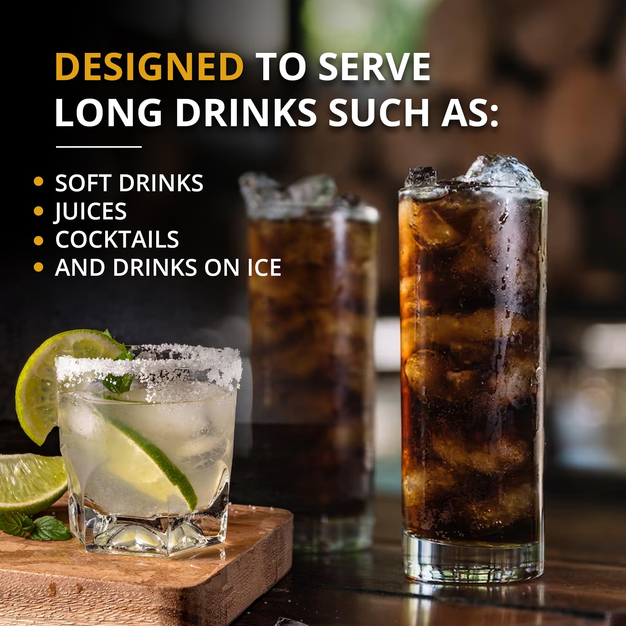 DOJA Barcelona | 30cl Longdrinkgläser | Pack 12 | Harte transparentKunststoffbecher | 154x63x2mm | Polycarbonat Trinkgläser | Wiederverwendbare Hartplastikbecher | für Most, Cocktail, Gin Tonic