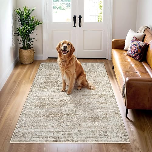 Miniatura 66 de Alfombra lavable de 8 x 10 pies, alfombra grande y suave para sala de estar, alfombra vintage beige, alfombra de 8 x 10 pies, para dormitorio,