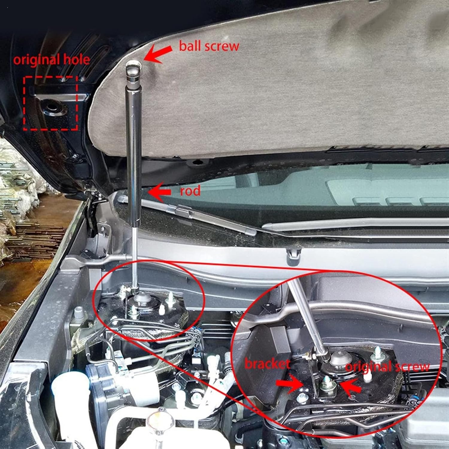 Car Bonnet Hood Gas Strut Lifter Kit Spring Shock Bracket Hydraulic Rod Bars Fits for Skoda for Yeti 2009 2011 2012 2013 2014 2016 2017 (Color : Blue)(Red)
