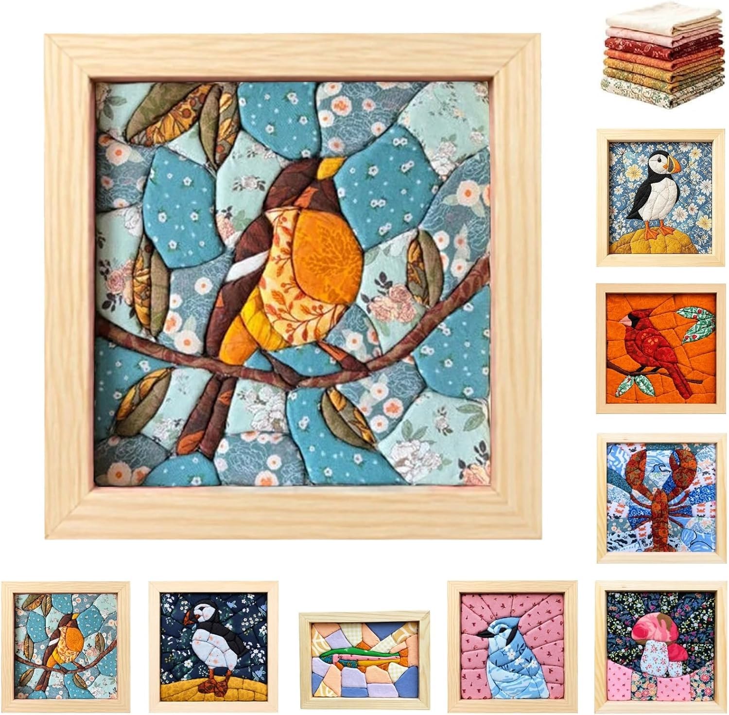 No-Sew DIY Kinusaiga Fabric Art Kit, Fabric Mosaic Wall Art Craft Kit, G
