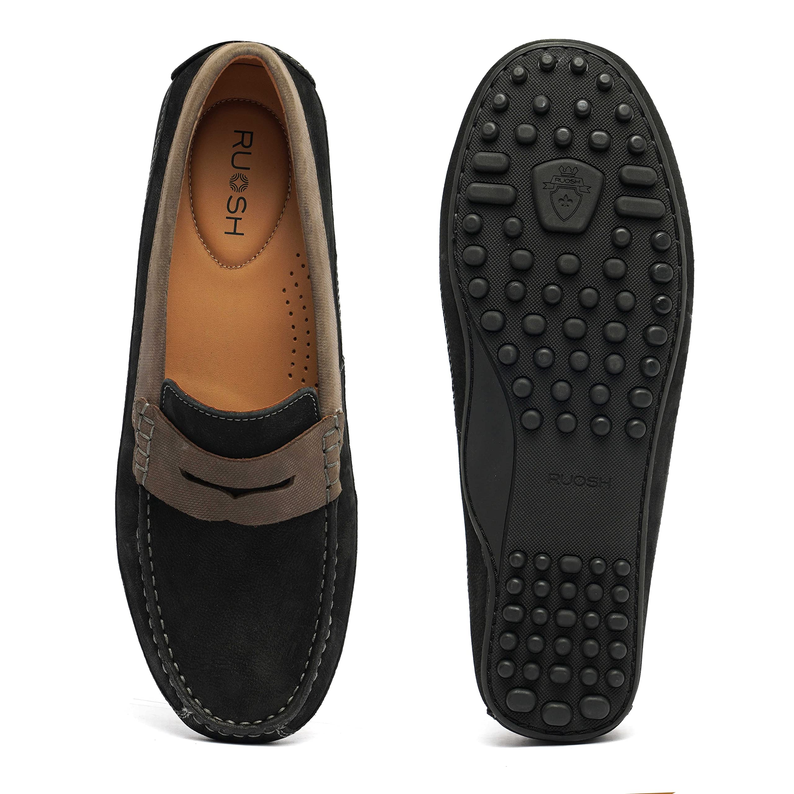 Ruosh The Oman Men Black Nubuck Penny Loafer (B0C1GDDSKR) Amazon Price History, Amazon Price Tracker