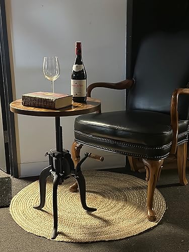 Miniatura 3 de NACH cc-1816 - Mesa auxiliar de manivela ajustable Kai de madera de mangohierro fundido, 18 x 1.13 x 18-27 pulgadas