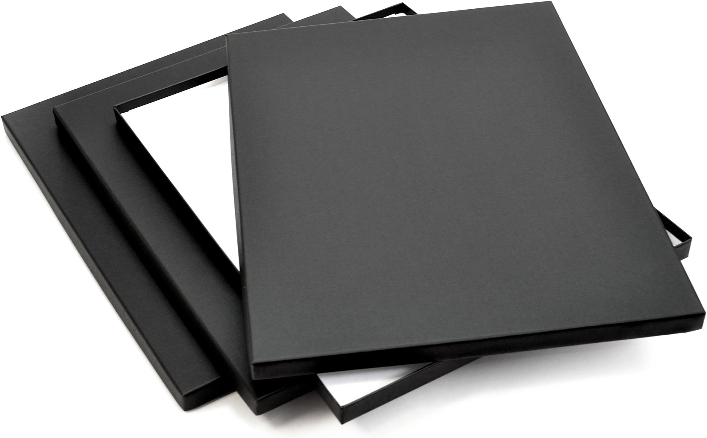 Presentation Display Print Box Black Buckram Archival White Lining A3 440mm x 330mm 15mm Deep Pack Of 3