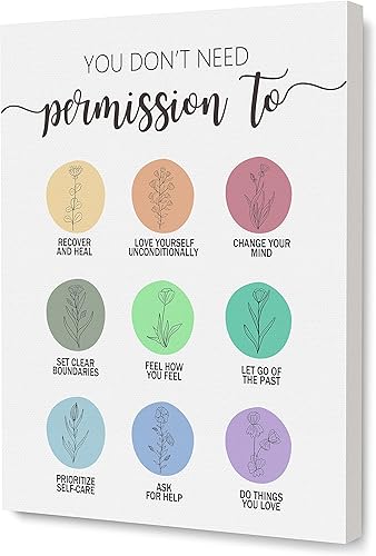 Wallart-028 - Lienzo enmarcado para pared, arte de pared con cita motivacional inspiradora, arte de pared de salud mental, 12 x 15 pulgadas,