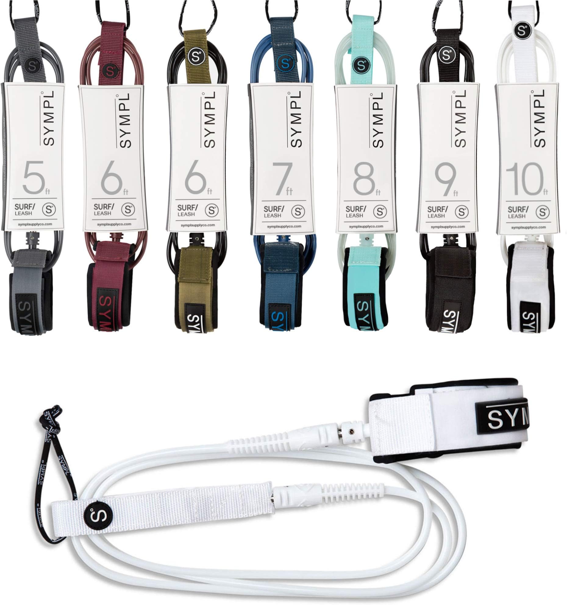 SYMPL Premium Surfboard Leash 6, 7, 9 ft Surf Leash Leg Rope for Surfboard, Longboard, SUP Paddle Boards, Quick Release Neoprene Comfort Padded Ankle Cuff, with Key Pocket