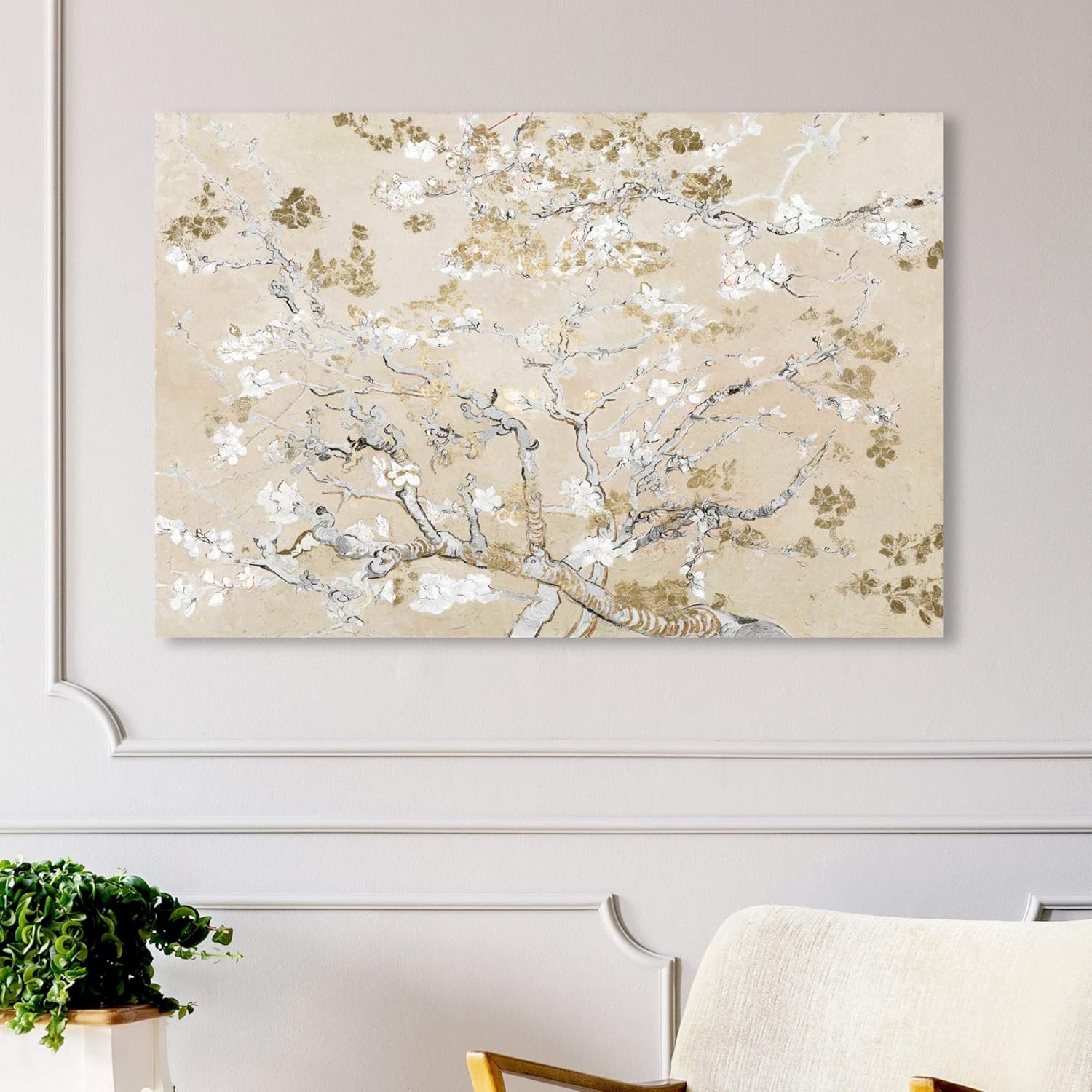 Oliver Gal Van Gogh in Golden Blossoms Inspiration Canvas Print Wall Art for Living Room, Bedroom, and Bathroom, 54 x 36, Black Floater Frame Oliver Gal Van Gogh in Golden Blossoms Inspiration Canvas Print Wall Art for Living Room, Bedroom, and Bathroom, 54 x 36, Black Floater Frame