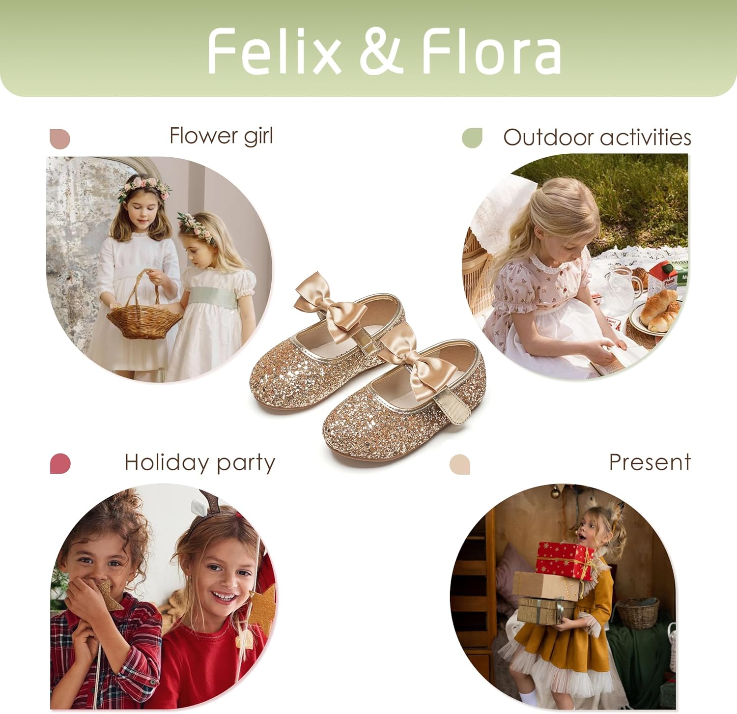 Felix & Flora Toddler Girl Dress Shoes - Flower Girl Ballet Flats School Wedding Party - Image 6