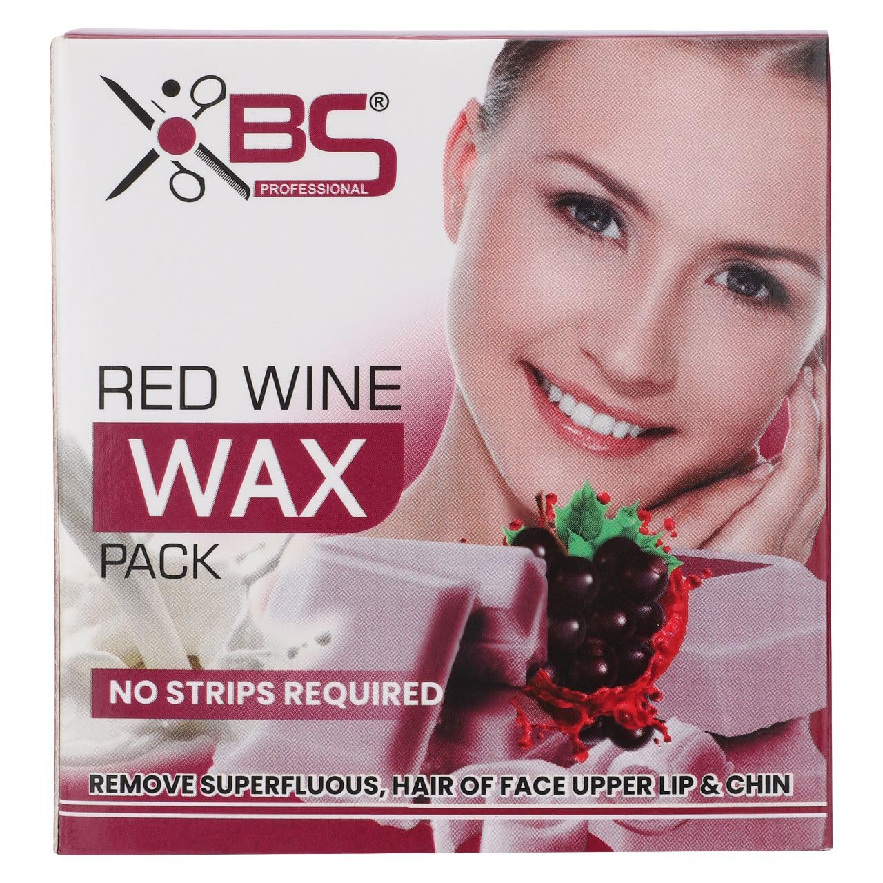 XBS PROFESSIONAL Wine Wax Pack For Face, Upper Lips and Chin Hair Removal (80gm)
