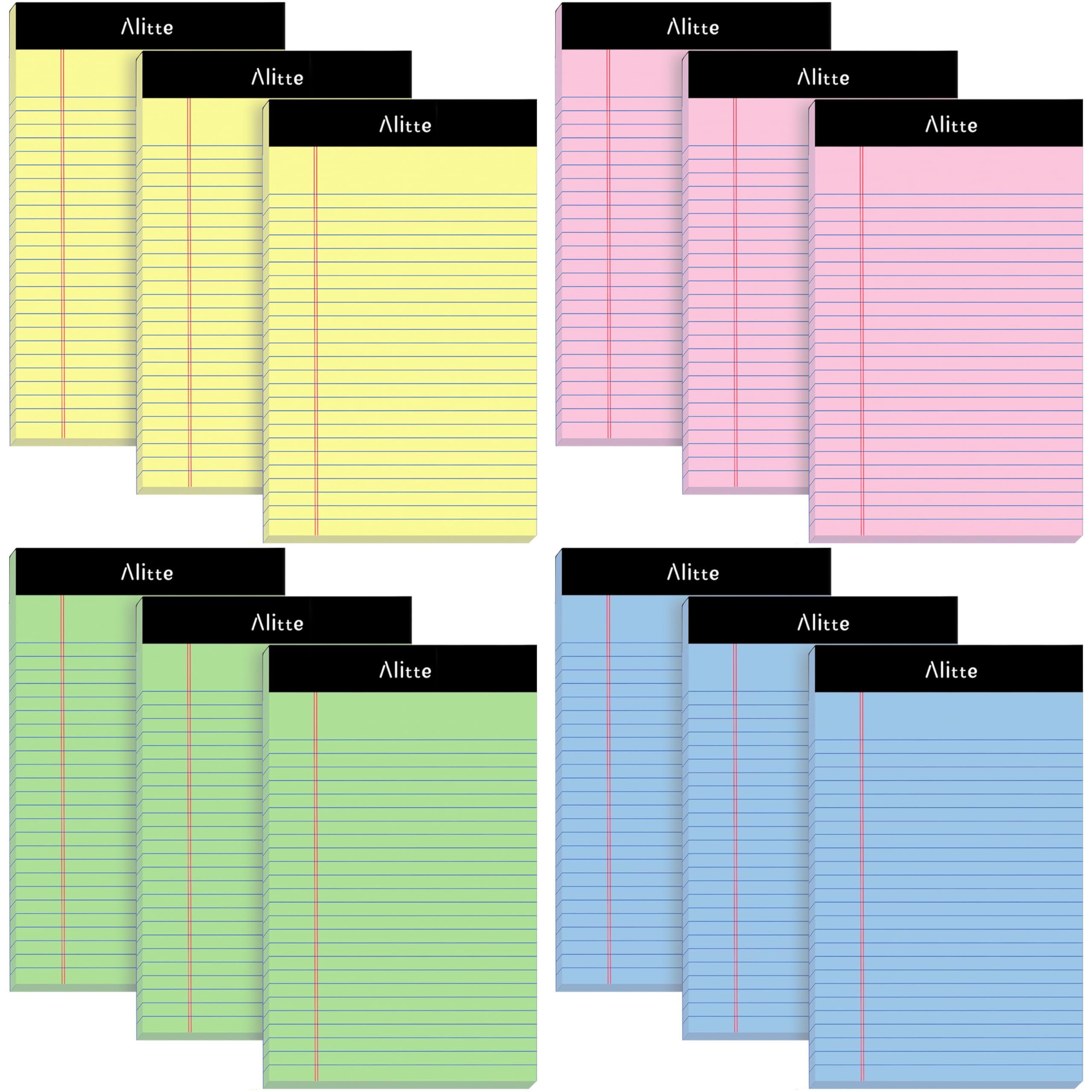 Alitte Lot de 12 blocs-notes 12,7 x 20,3 cm – Papier épais de qualité supérieure, sans bavure d'encre – Blocs vierges pour la maison, le bureau, l'école, le travail (bloc-notes 12,7 x 20,3 cm, coloré)