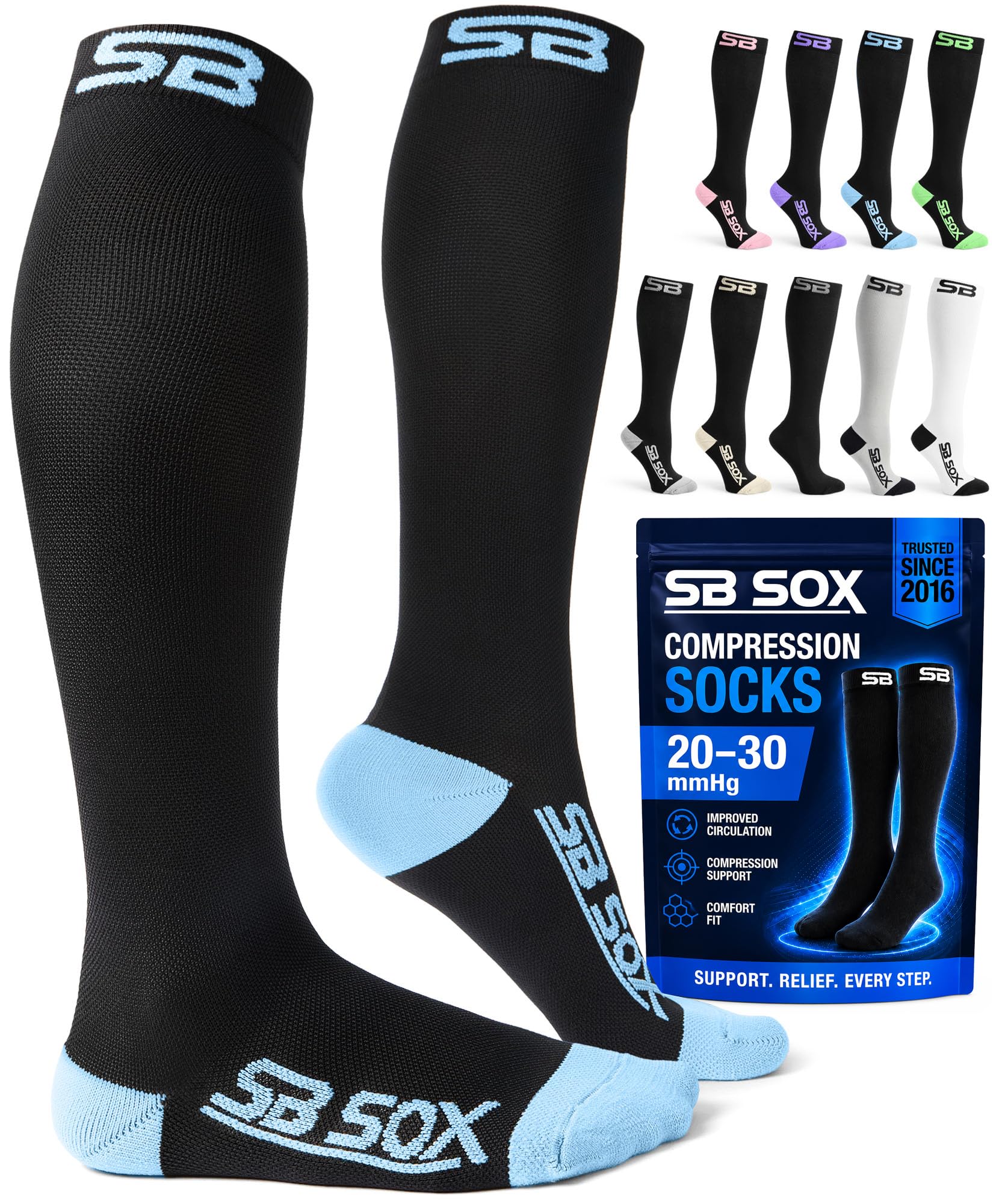 SB SOX Compression Socks for Men &amp; Women (20-30mmHg)