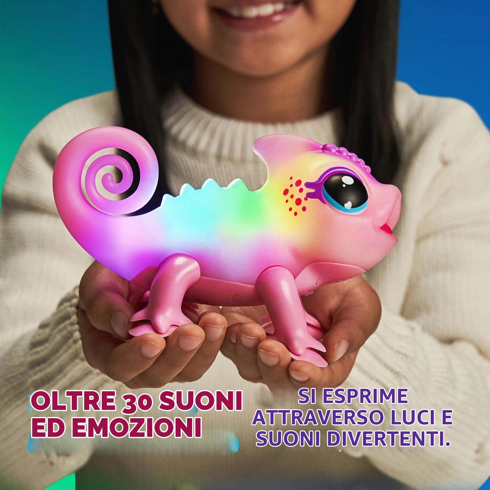 Little Live Pets – Nova The Bright Light Chameleon, Giocattolo interattivo Che Cambia Colore, Oltre 30 Suoni ed Emozioni, Tanti umori, Si ripete Indietro, rilevamento dei battiti (batterie Incluse,