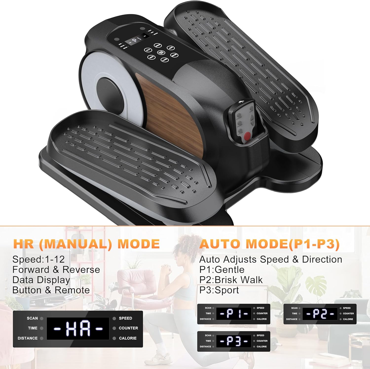 Mini Under Desk Elliptical Low Impact Electric Leg Exerciser As Seen on TV While Sitting for Seniors with Non-Slip Mat Quiet & Portable for Home and Office - Image 6