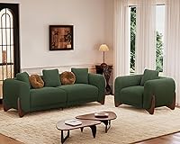 Vista 11 de Morden Fort Juego de Sofá Cloud de 2 Piezas, Juego de Sofá Moderno Sherpa Boucle con Patas de Madera, Sofás Cómodos Tapizados Minimalistas Amigables