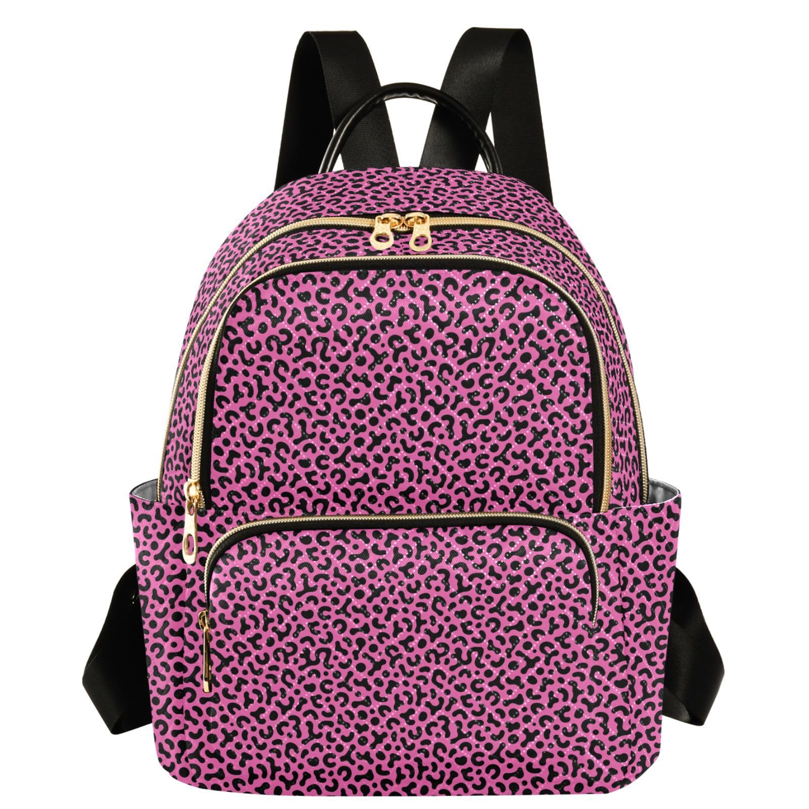 Mochila de leopardo con 3 bolsillos de cremallera en talla S para mujer 8