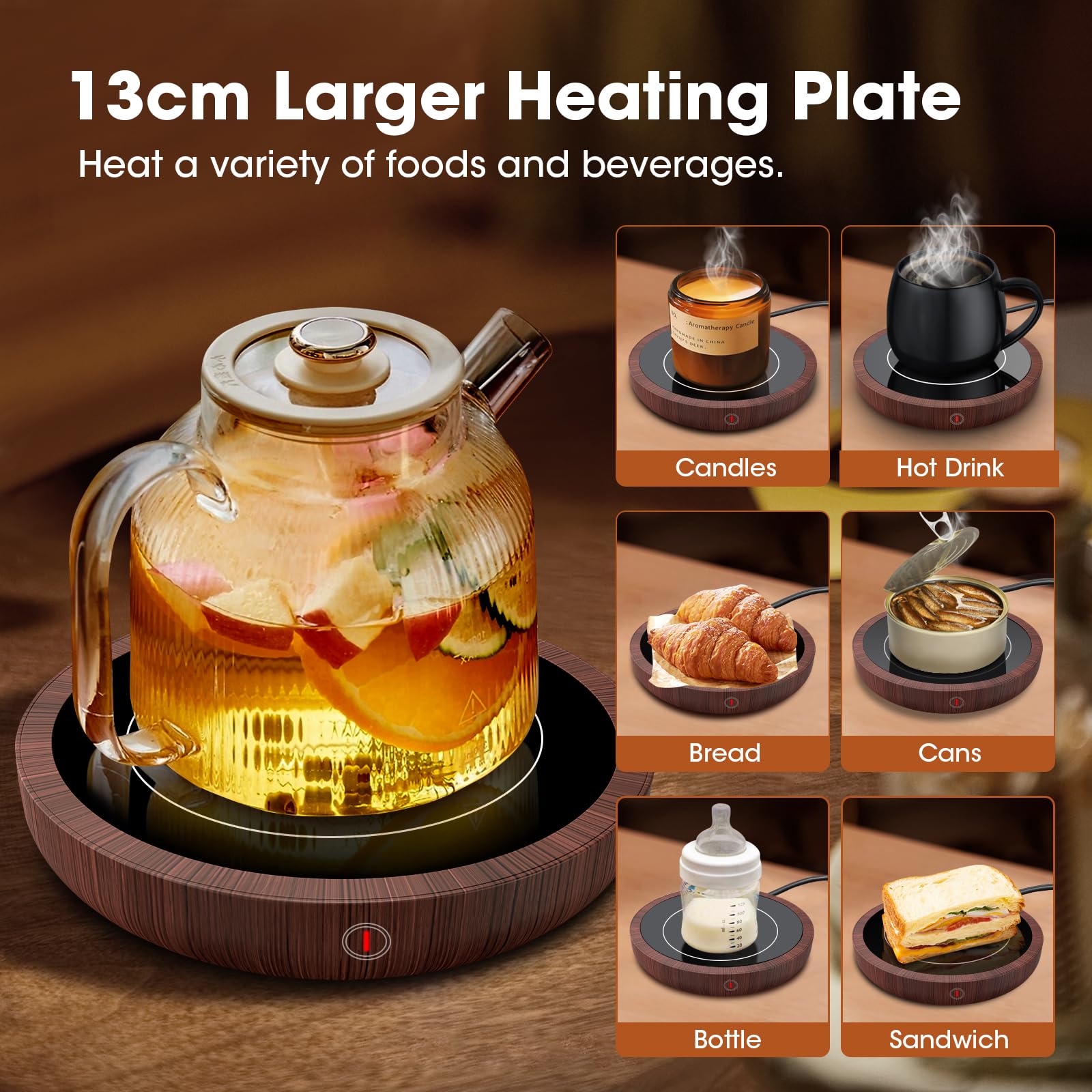Bekerwarmer, elektrische koffieverwarmer met 2-in-1 verwarming voor op