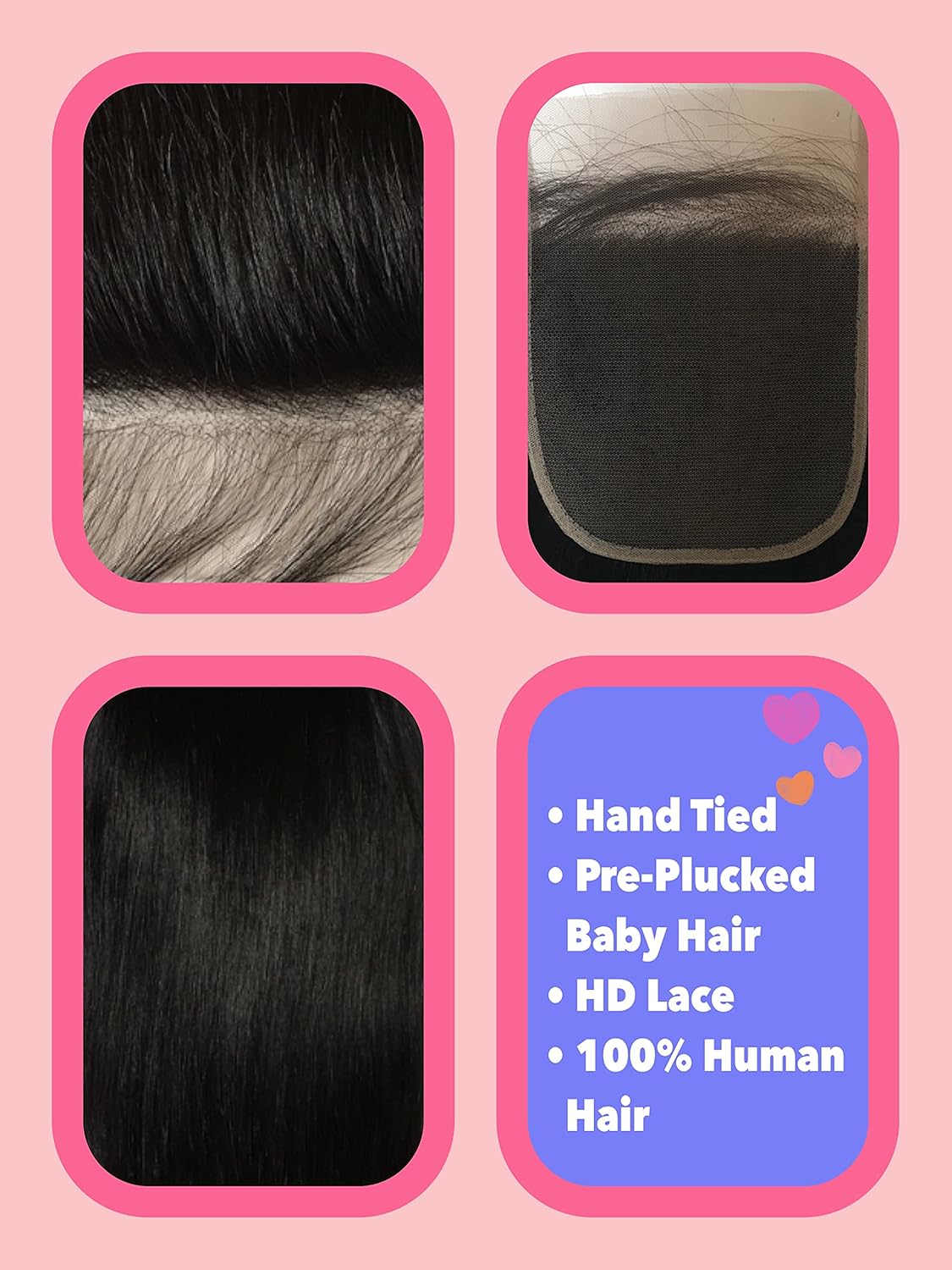 Joe Green 6x6” HD Transparent Closure with 100% Virgin Remy Human Hair Pre-Plucked Baby Hair Natural Color (6x6 Straight Natural, 16 Inch (Pack of 1))