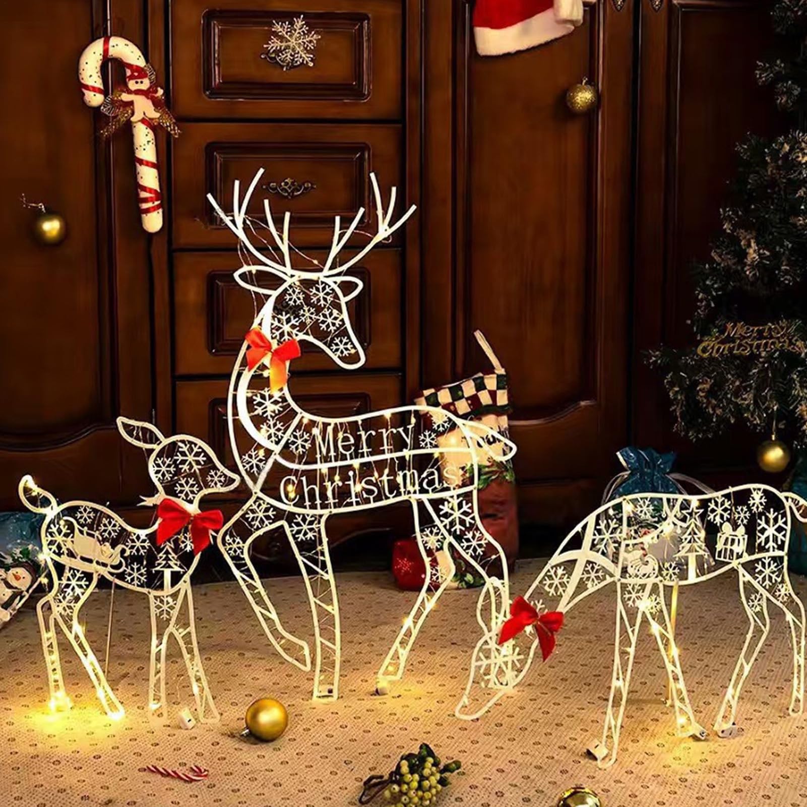 Familia De Navideños Para Exteriores Decoración Estacional Porche | Decorativo Para Jardín Para Propietarios Vecindario Porche Patio Entrada Y Actividad Familiar
