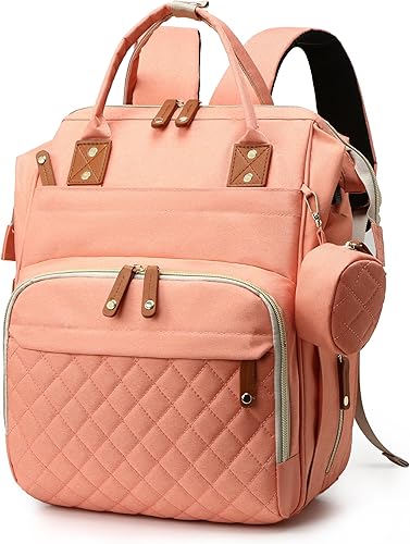 Miniatura 10 de Bolsa de pañales para bebé, mochila de pañales con 13 bolsillos, bolsa de pañales de gran capacidad con ganchos para cochecito, bolsa de mamá, Gris,