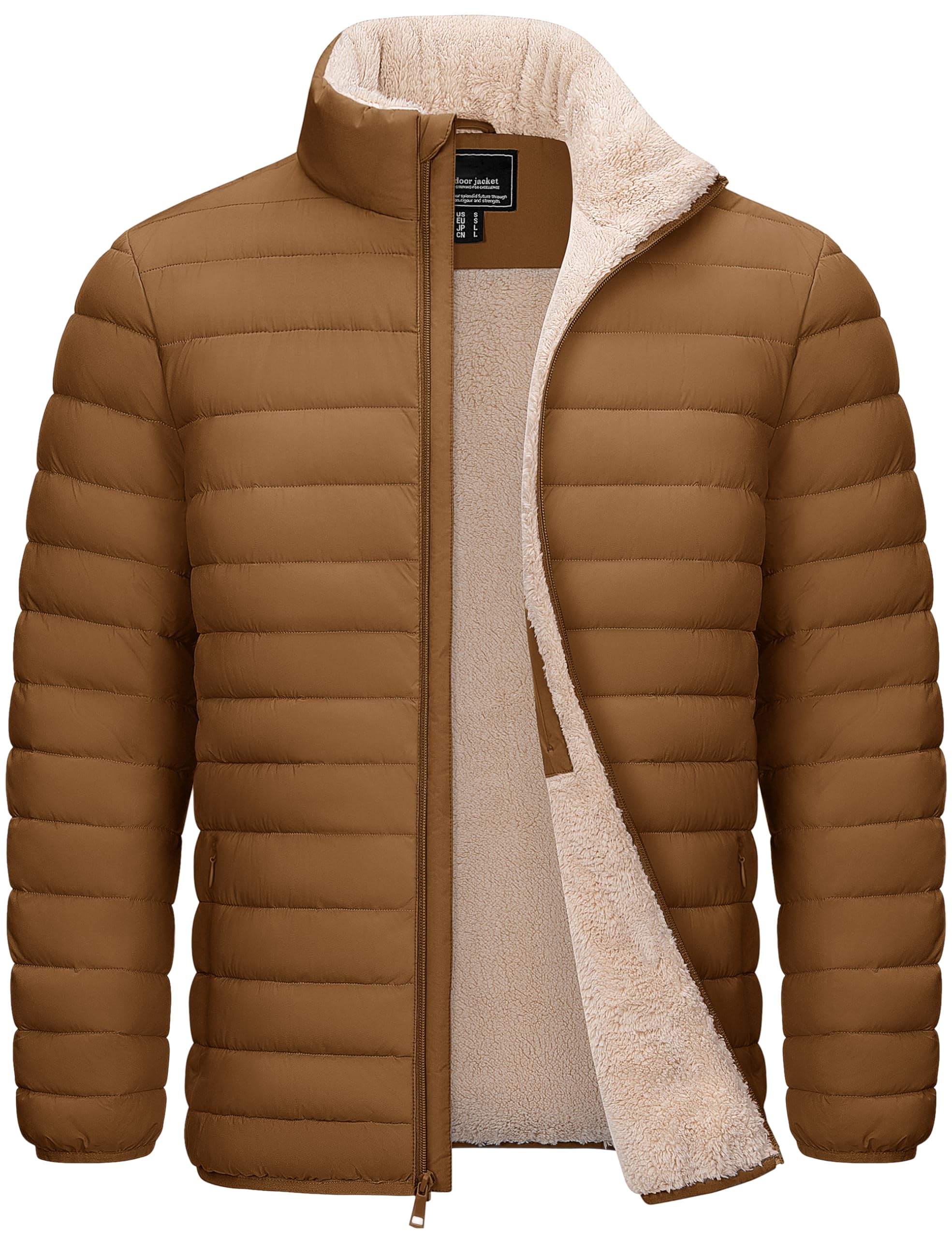 Men's Puffer Jacket Sherpa Fleece Lined Water Resistant Puffy Coat