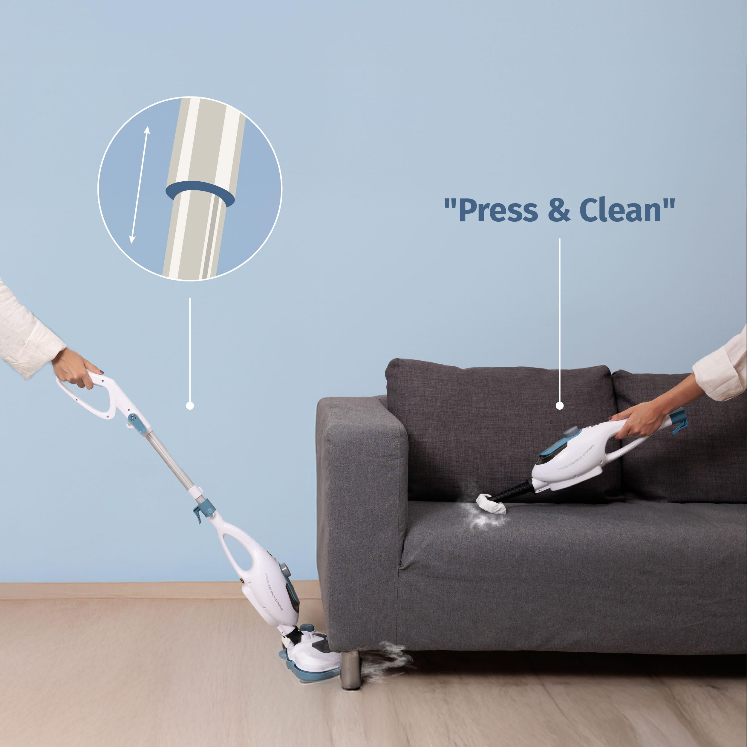 Di4 SteamClean Multi 12 ProMax, Lavapavimenti a Vapore Multifunzione 12 in 1, 1500W, Elimina 99,9% di Virus e Batteri, Scopa Vapore ECO, Steam Cleaner per tutta la casa, Pulitore Vetri, Pulisci Divano