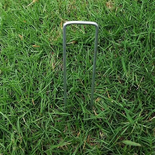Miniatura 5 de Estacas de jardín, 100 grapas galvanizadas de 6 pulgadas, estacas de jardín, grapas de jardín en forma de U para anclar vallas, tela y césped