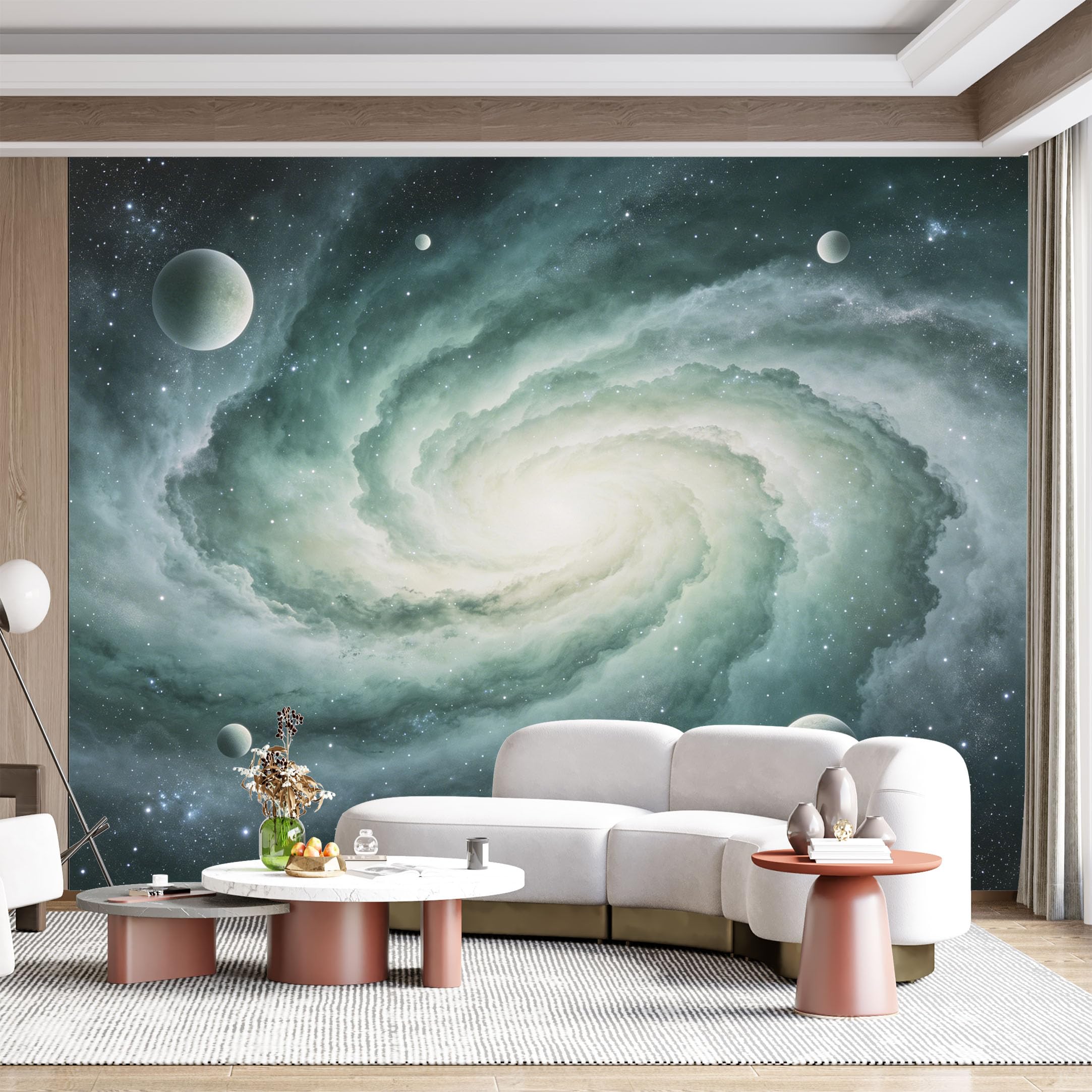 Custom Size Wall Mural Cosmic Swirl Galaxy Space Nebula Planets Stars 3D Effect SelfAdhesive Wall Fabric Removable for Home Office Decor