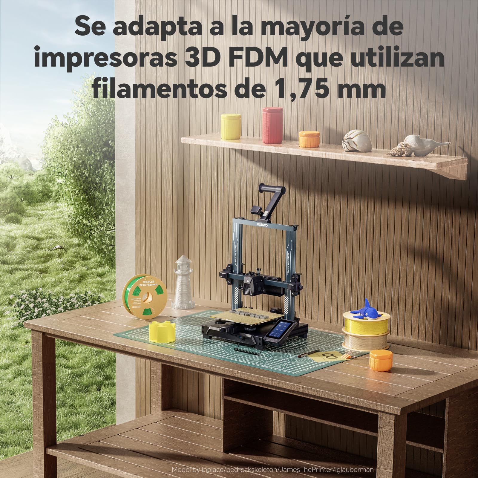 DEEPLEE Filamento PETG 1.75 mm, Kit 4 x 1 kg, Negro, Blanco, Rojo y Azul | Material de impresión 3D, Alta precisión ±0.02 mm, Compatible con la mayoría de impresoras FDM