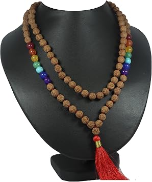 Rudraksha 7 Chakra Stone Mala 108 + 1 Beads Length 40cm