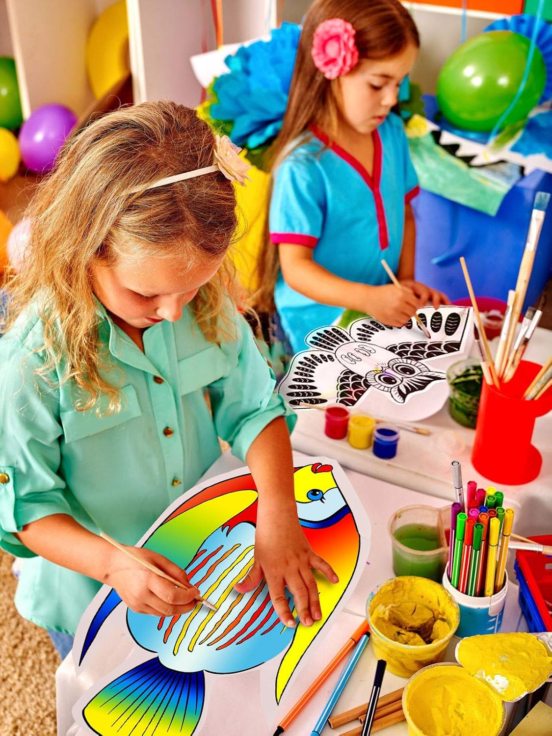 HENGDA KITE DIY Blank Painting Kite for Kids & Adults, Kite Making Kit Bulk, Decorating Coloring Kite Party Pack-Single Line-Come with Handles and Strings-White Diamond Kites