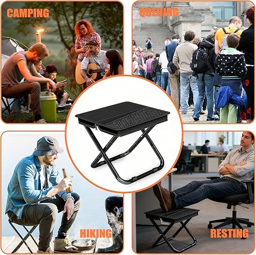 Miniatura 6 de Silla de campamento portátil de bolsillo, taburete de campamento plegable ultraligero con bolsa de transporte compacta, capacidad de 220 libras para